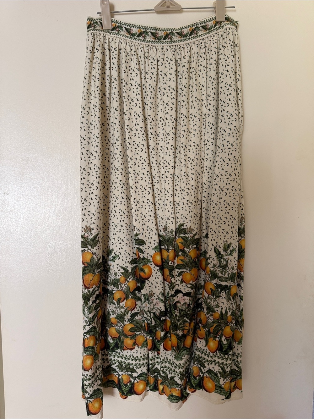 Max Studio Cream Maxi Skirt with Orange Border